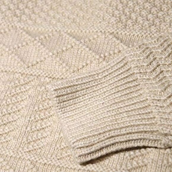 NWT J.CREW Men's Cream Cotton Sweater in Combination Guernsey Stitch Sz M - Picture 4 of 8